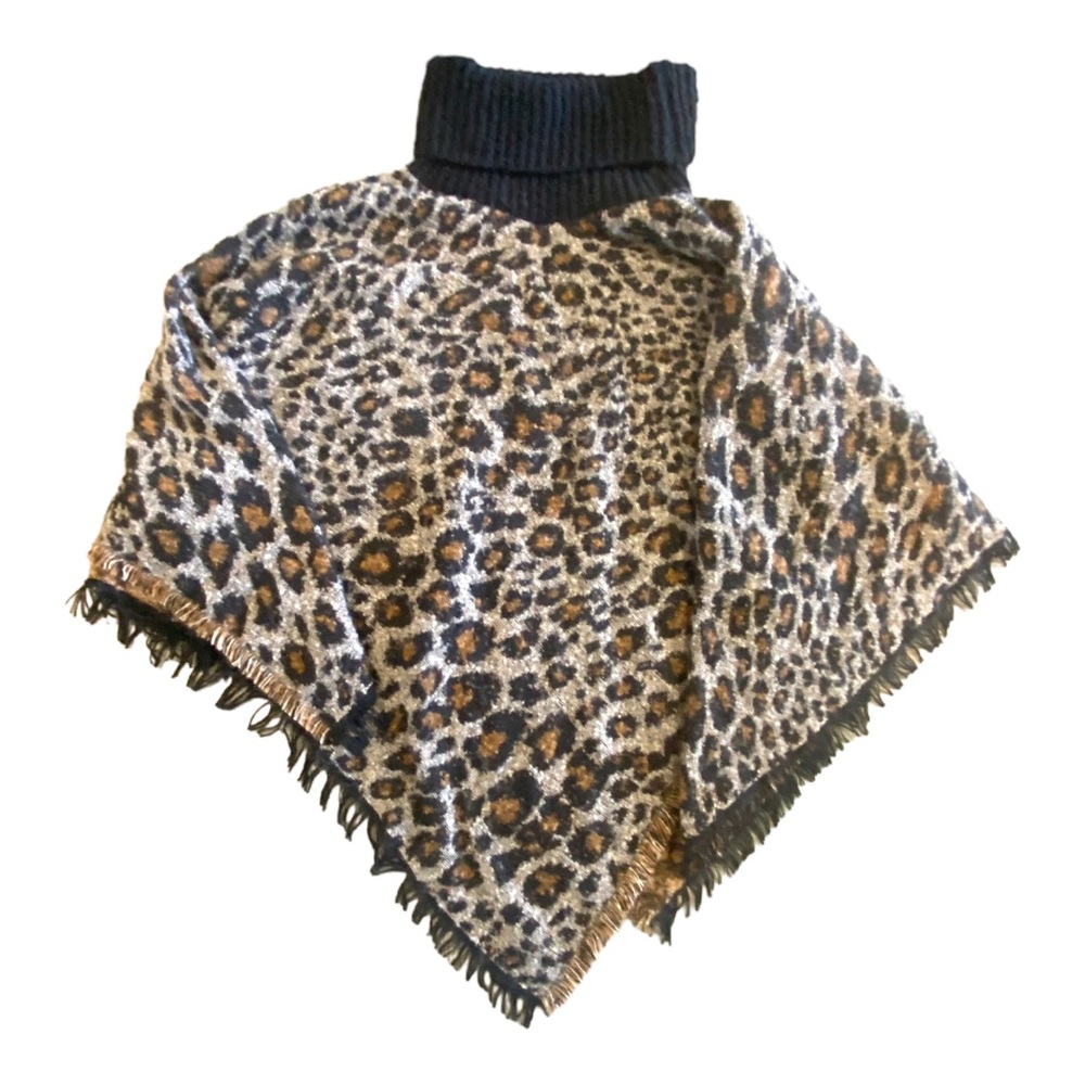 Leopard Print Knit Poncho
